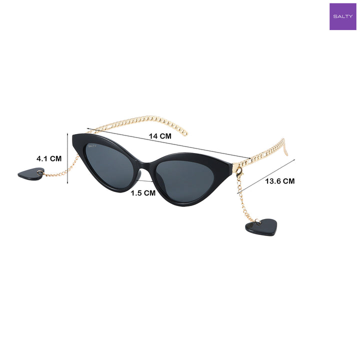 2-in-1 Tassel Heart Cat Eye Sunglasses