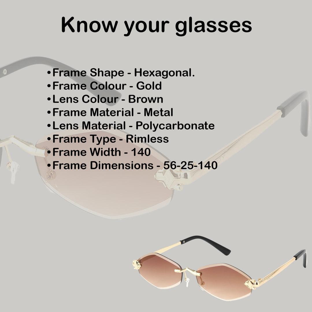 Retro Hexagon UV400 Protection Sunglasses - Brown