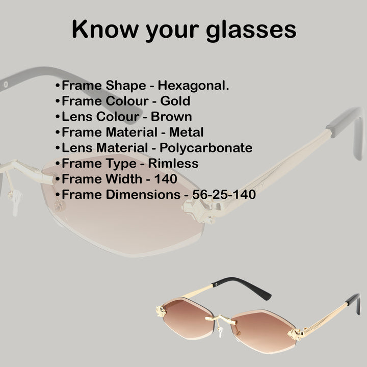 Retro Hexagon UV400 Protection Sunglasses - Brown