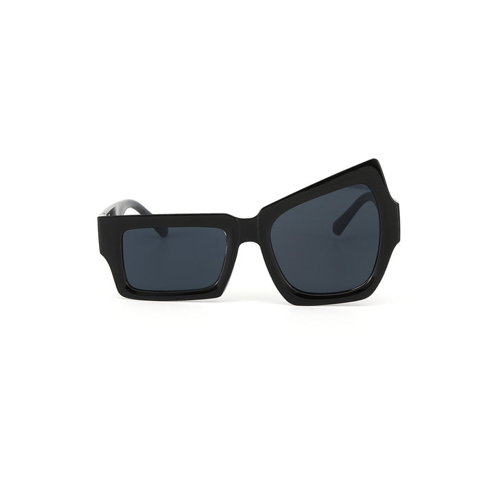 Raised Eyebrow Monochrome UV400 Protection Black Sunglasses