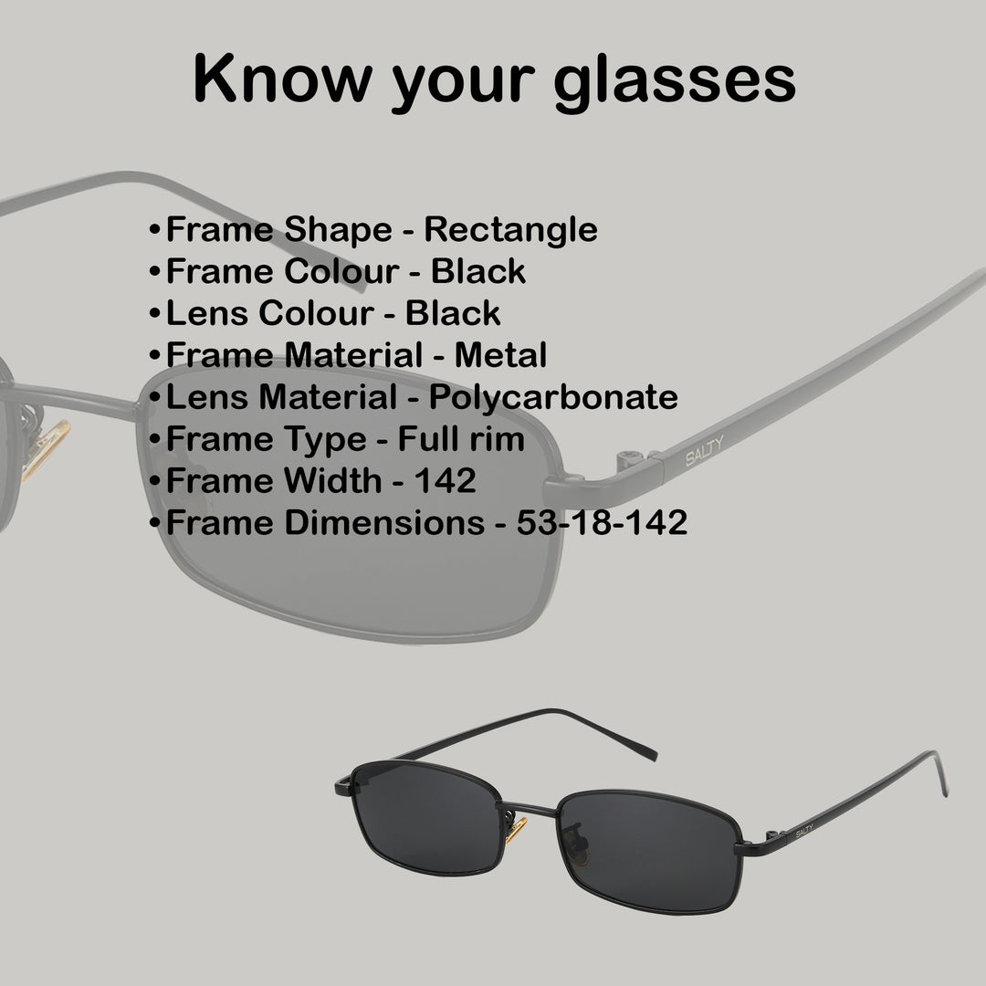 Virat Timeless Black Rectangular Sunglasses