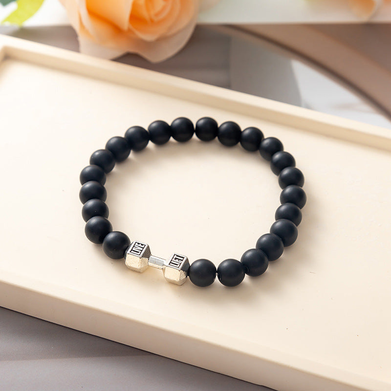 Strength Beaded Stone Band - Silver