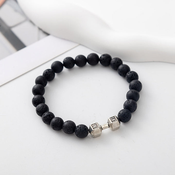 Strength Beaded Stone Band - Silver