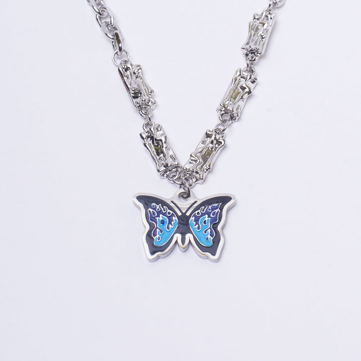 Chunky Blue Monarch Necklace