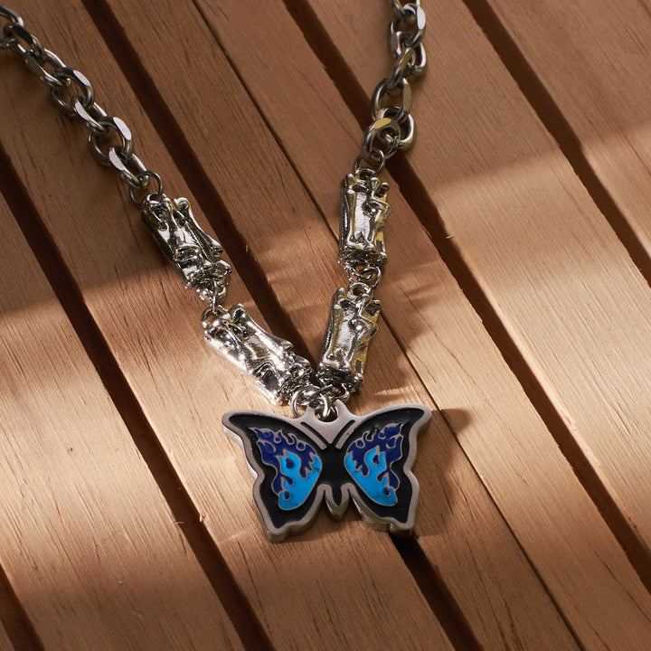 Chunky Blue Monarch Necklace