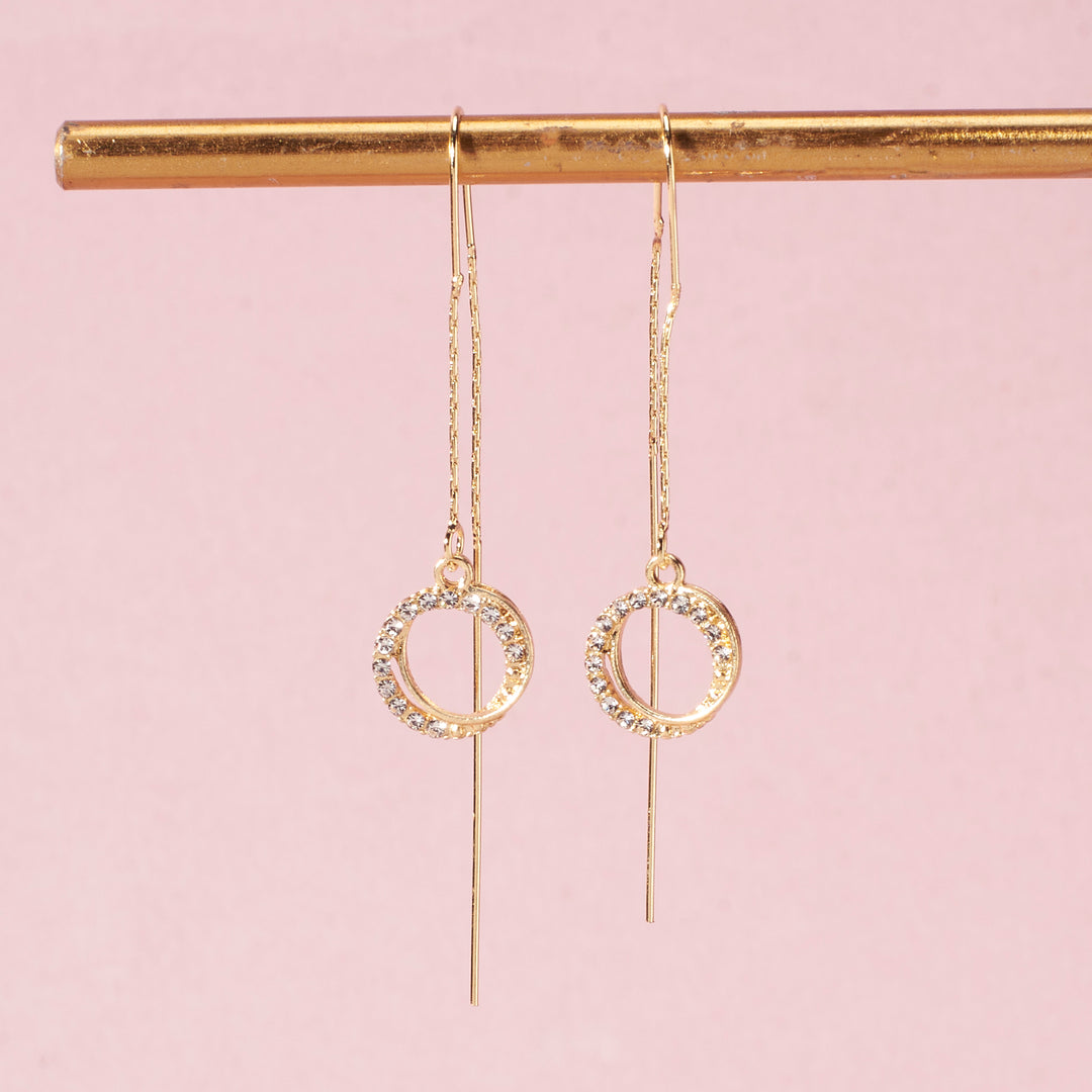 Zirconia Hollow Glam Threader Earrings