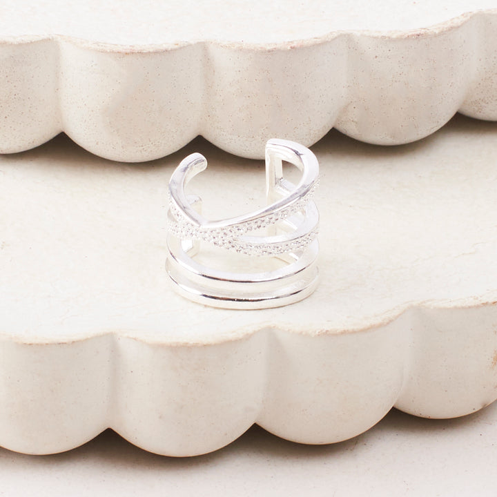 Nova Silver Cuff Earrings