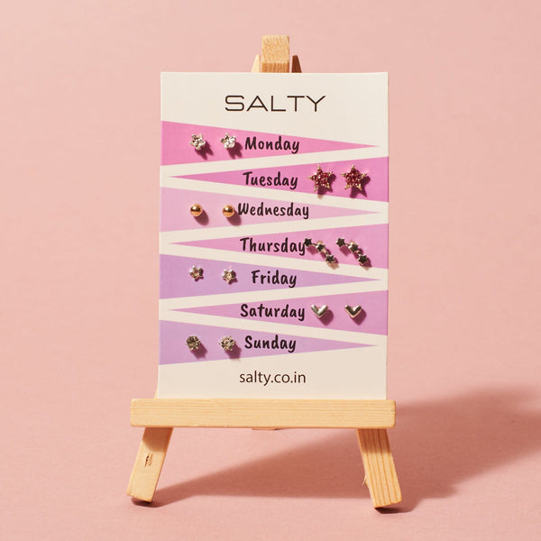"Starry" Weekly 7 Stud Earrings Set