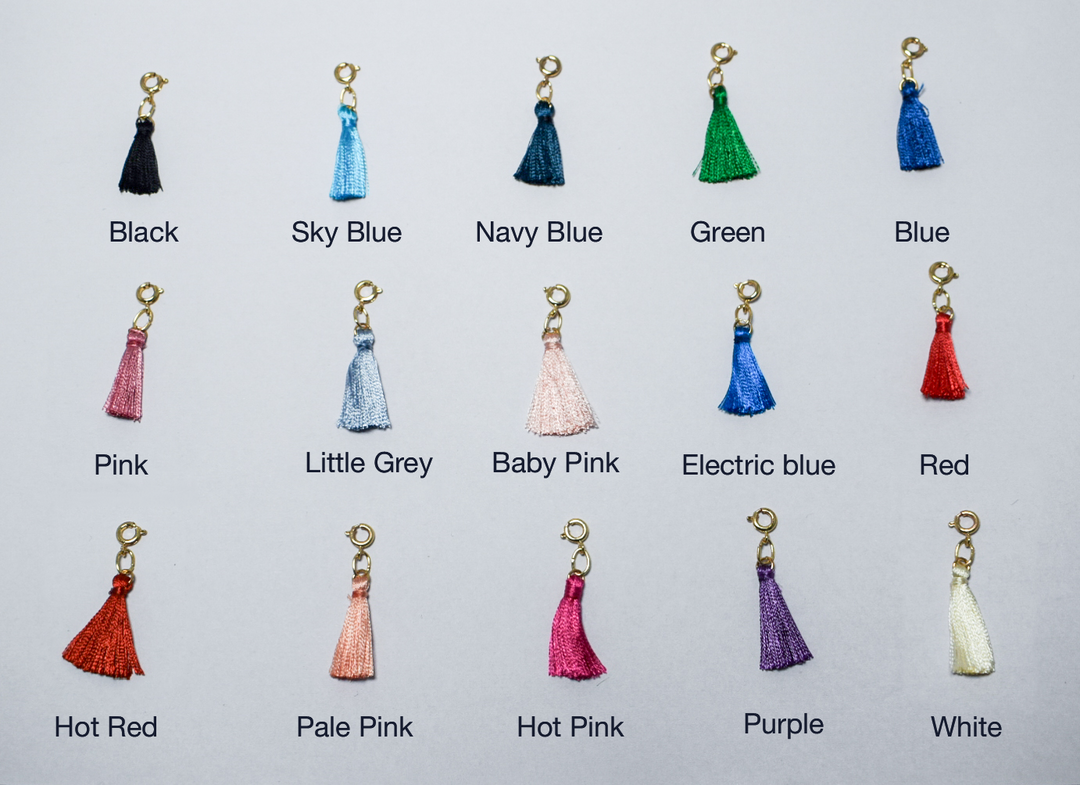 Salty Personalised Charm Bracelet With Pink Alphabet , Tassel and Gemstone Salty