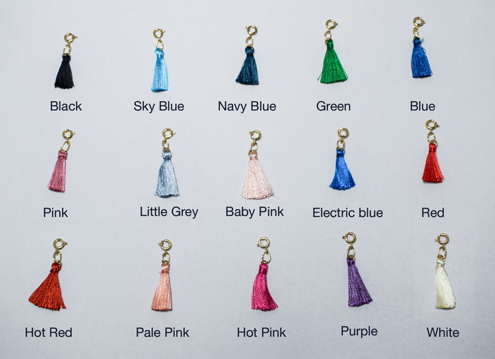 Salty Personalised Charm Bracelet With Pink Alphabet , Tassel and Gemstone Salty