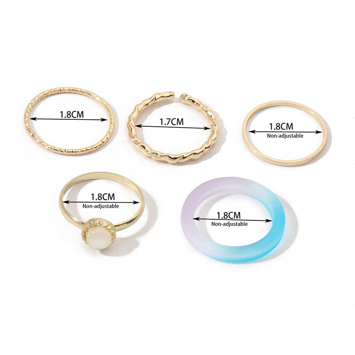 Set Of 5 Rain & Sunshine Rings