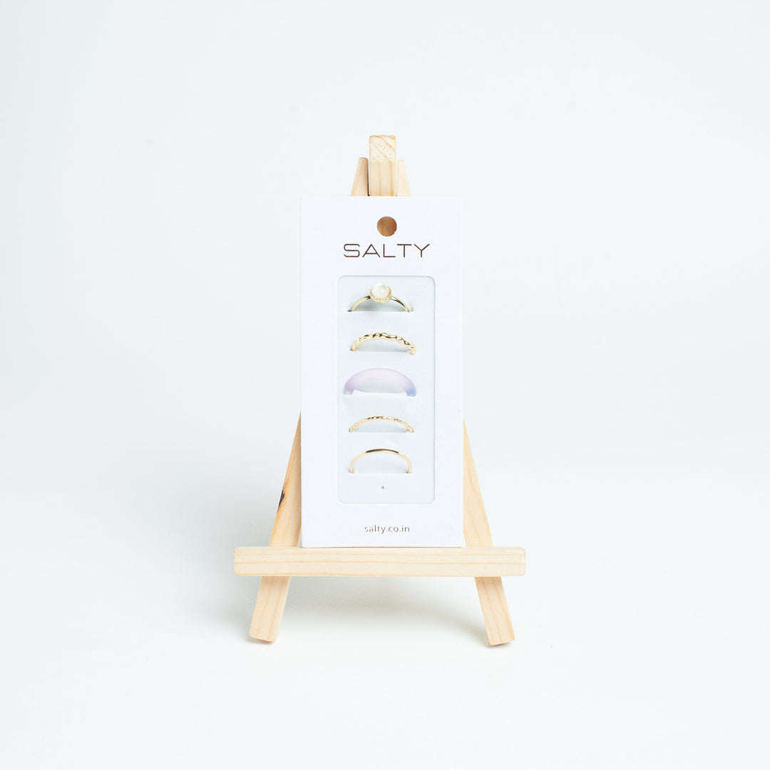 Set Of 5 Rain & Sunshine Rings