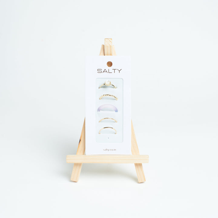 Set Of 5 Rain & Sunshine Rings