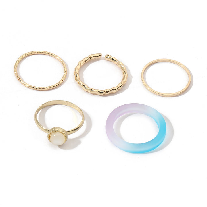 Set Of 5 Rain & Sunshine Rings