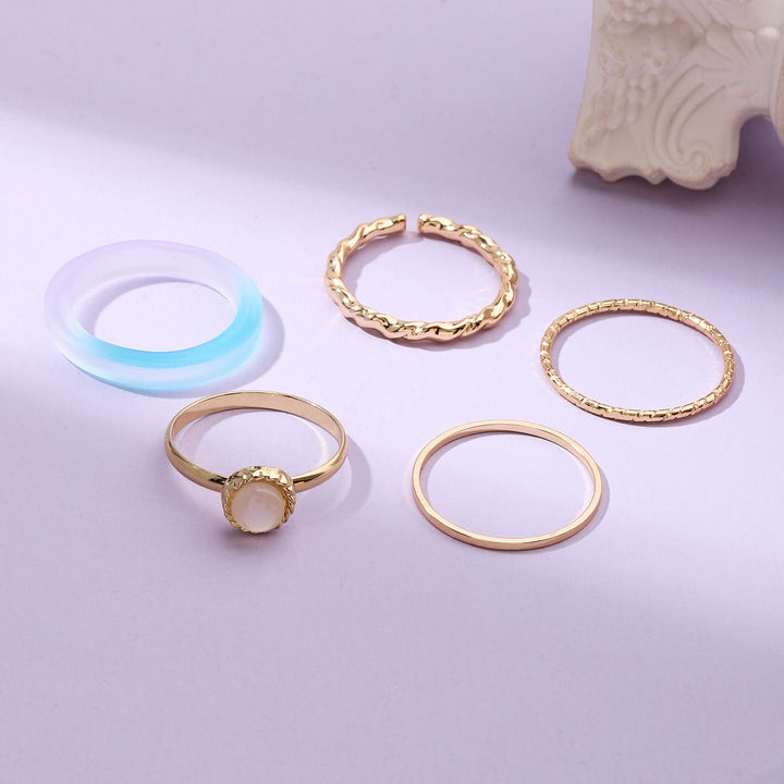 Set Of 5 Rain & Sunshine Rings