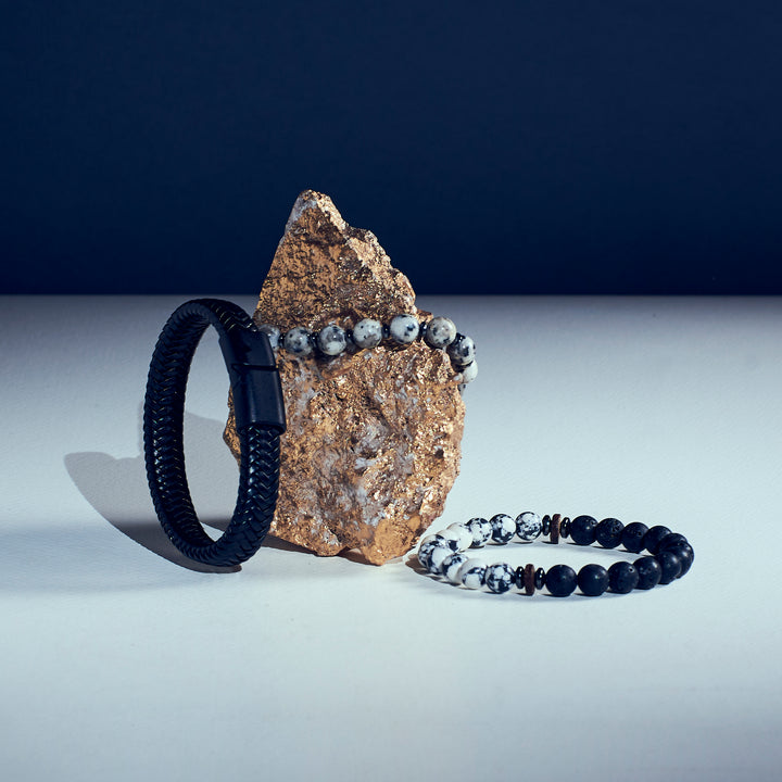 Set of 3 Volcanic Healing Stone Bracelets | Salty