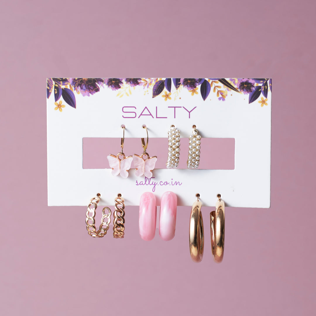 Set of 5 Champagne Golden Hoop Set Salty