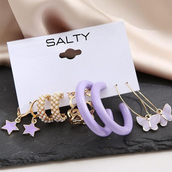 Set of 5 Lilac Golden Hoop Set