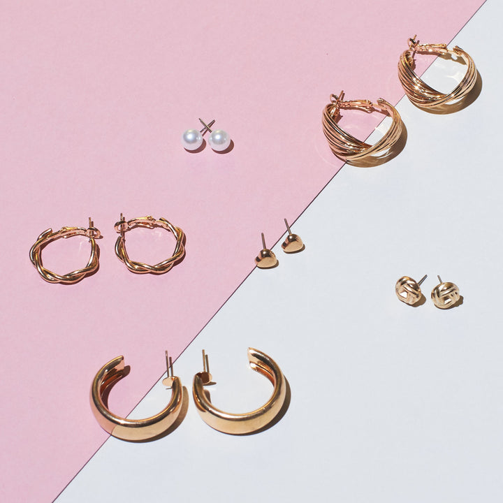 Set of 6 All occasion Golden Hoops