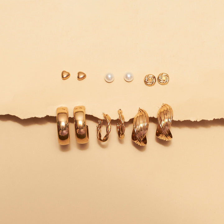 Set of 6 All occasion Golden Hoops