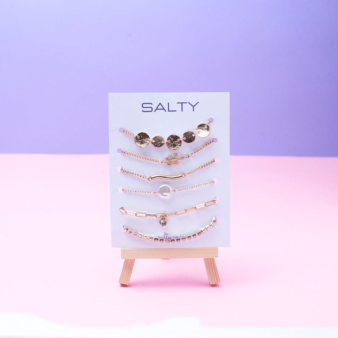 Set of 6 Minimal Chic and elegant Bracelet Combo Salty
