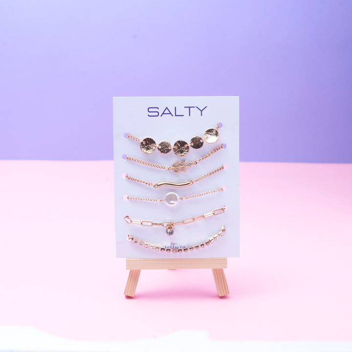 Set of 6 Minimal Chic and elegant Bracelet Combo Salty