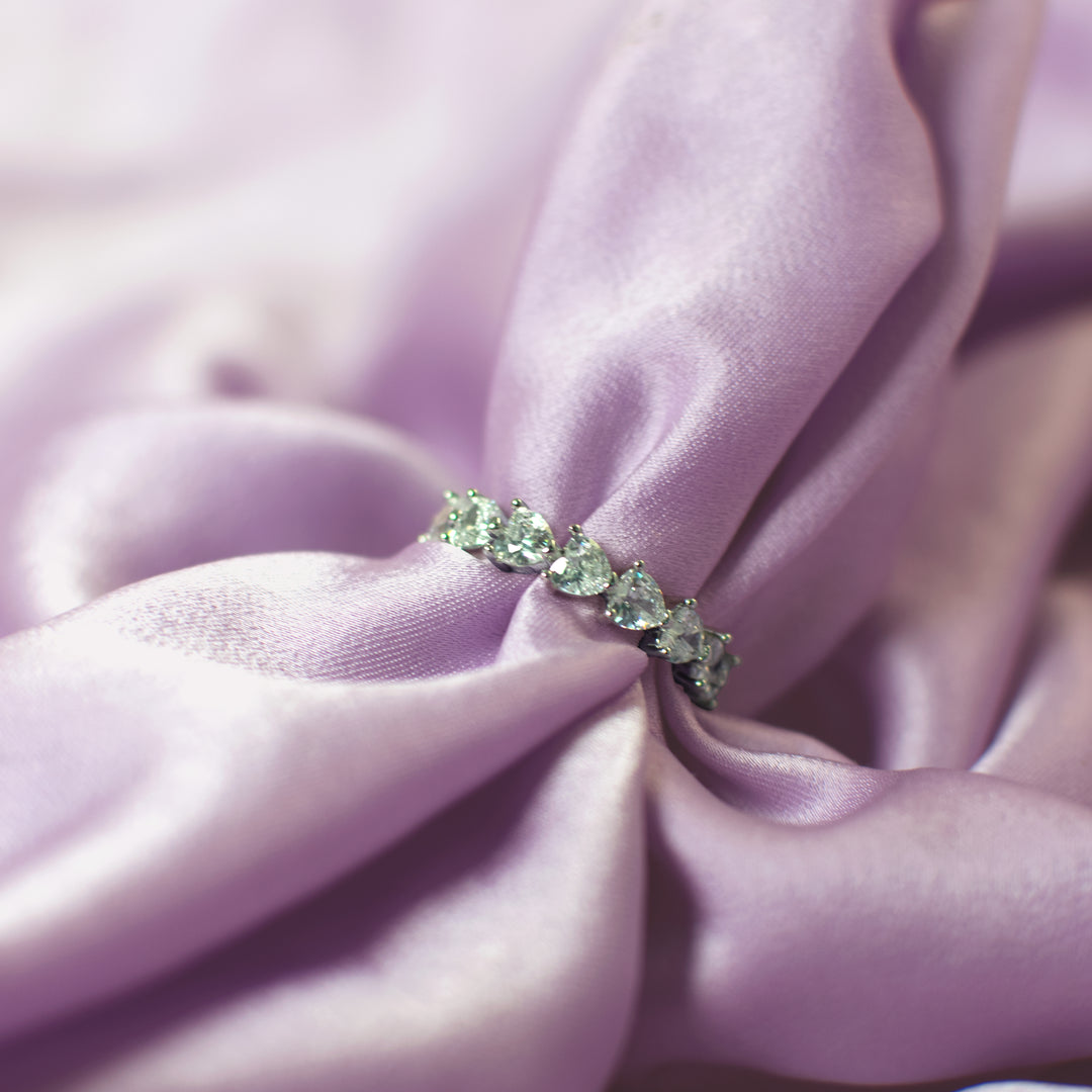 Silver Heart Tennis Ring