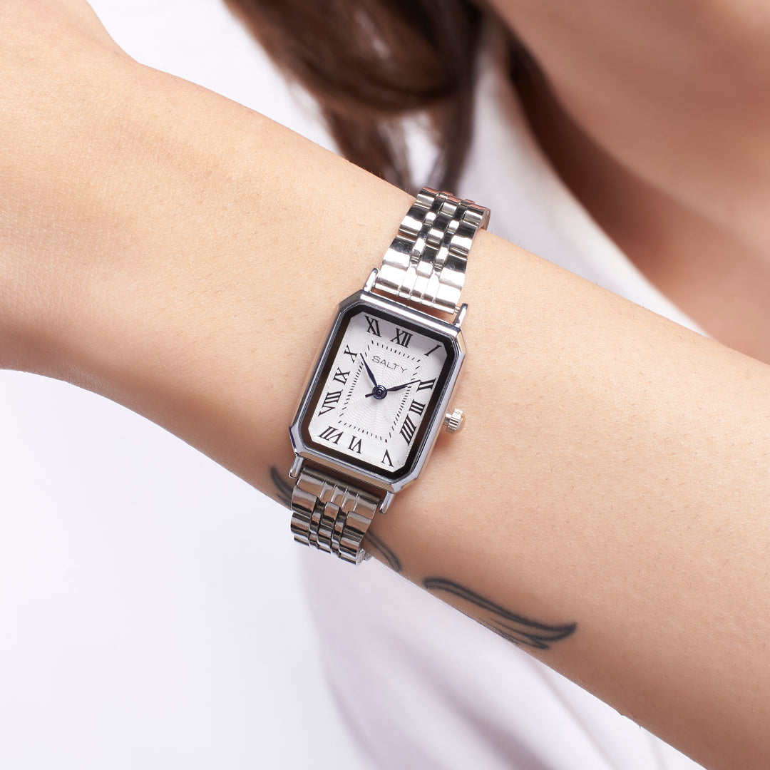 White Dial Silver Quartz Watch for Women
