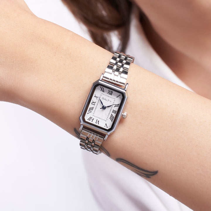 White Dial Silver Quartz Watch for Women