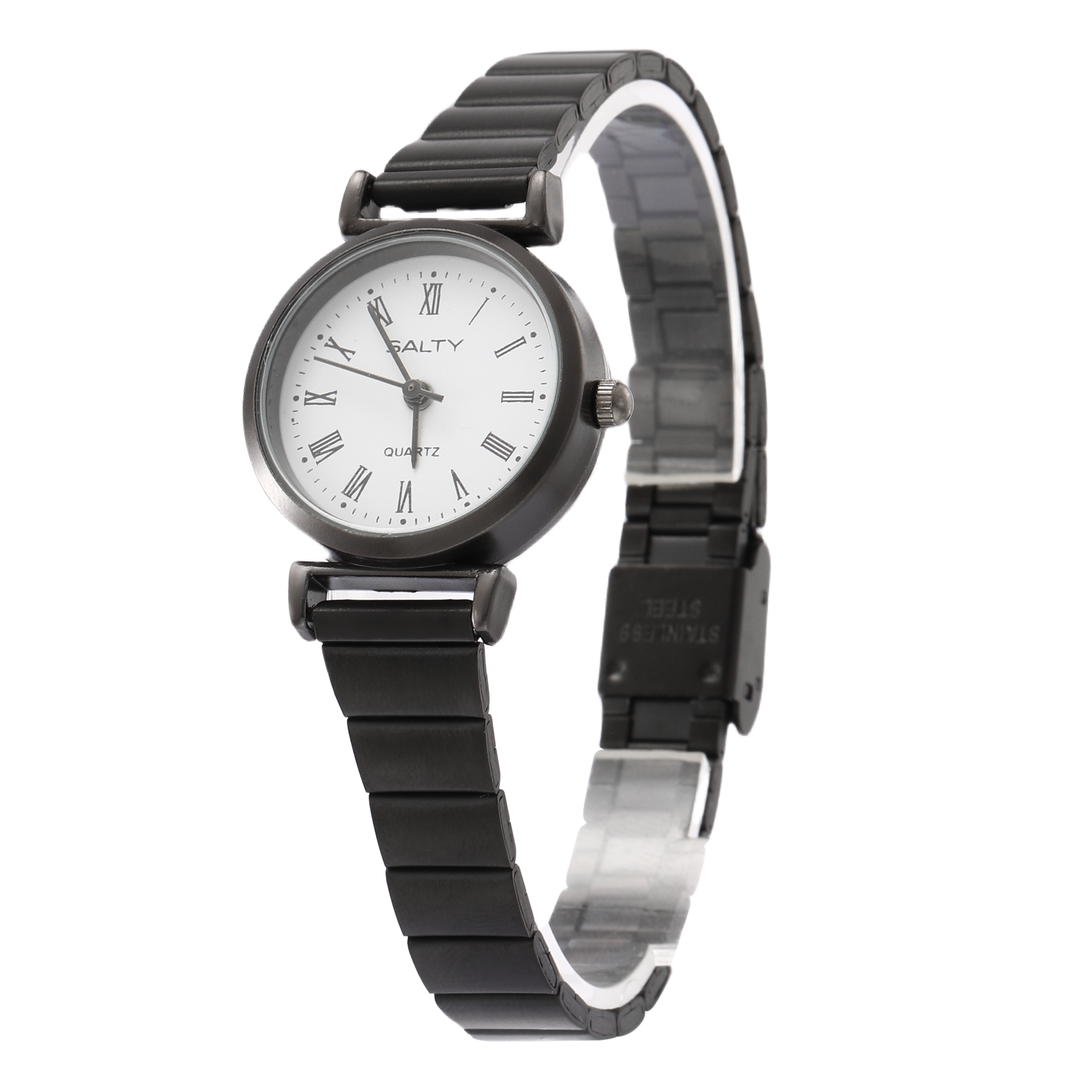 White Dial Round Classic Black Ladies Watch