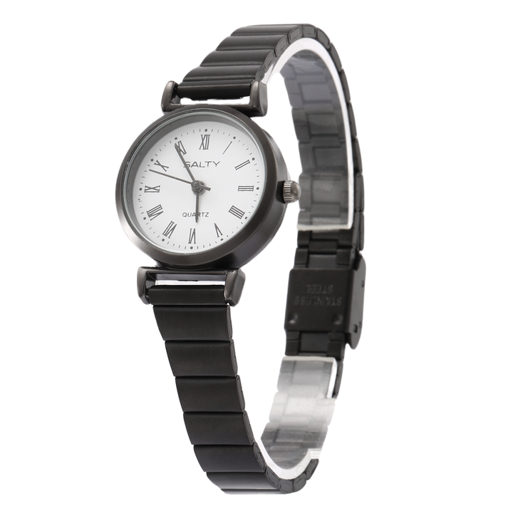 White Dial Round Classic Black Ladies Watch