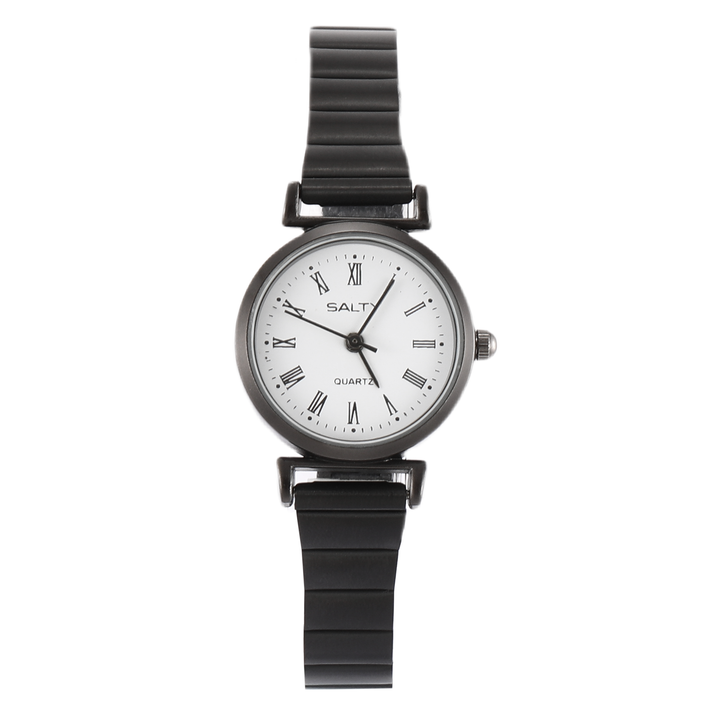 White Dial Round Classic Black Ladies Watch