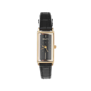 Water Resistant Black Leather Strap Watch