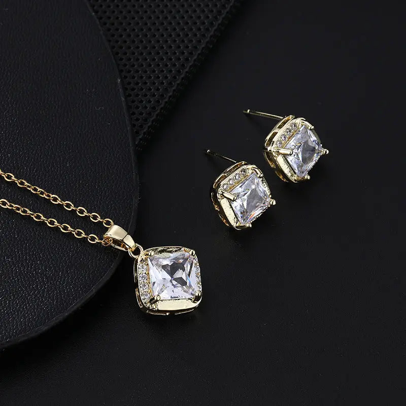 Aesthetic Stone Earrings and Necklace Set