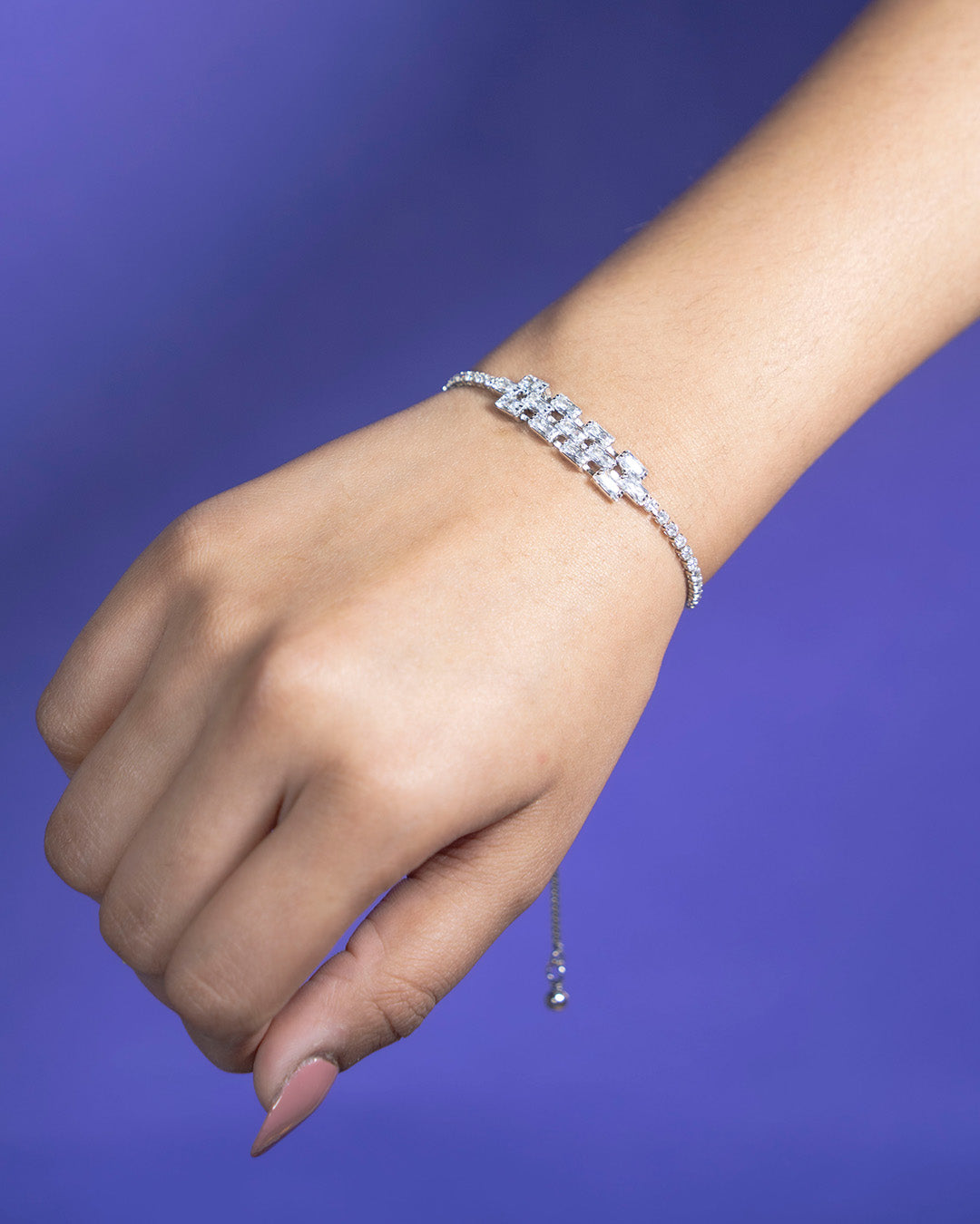 Diamond Filled Bracelet - Silver