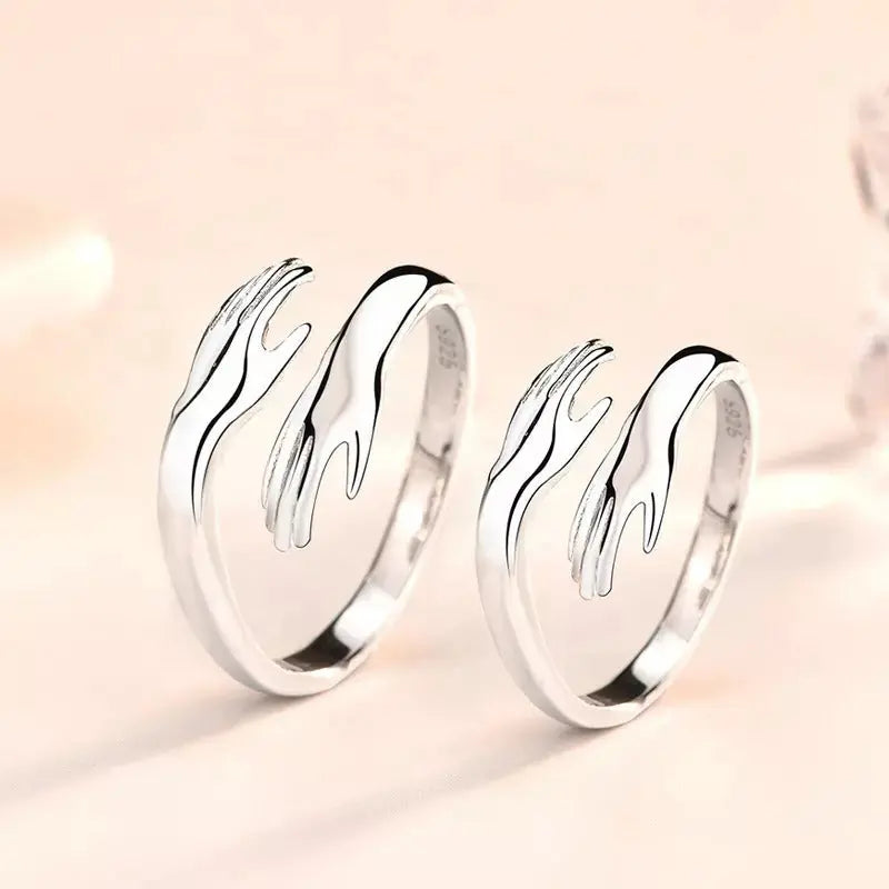 Silver Hug Promise Ring - Adjustable - Anti Tarnish