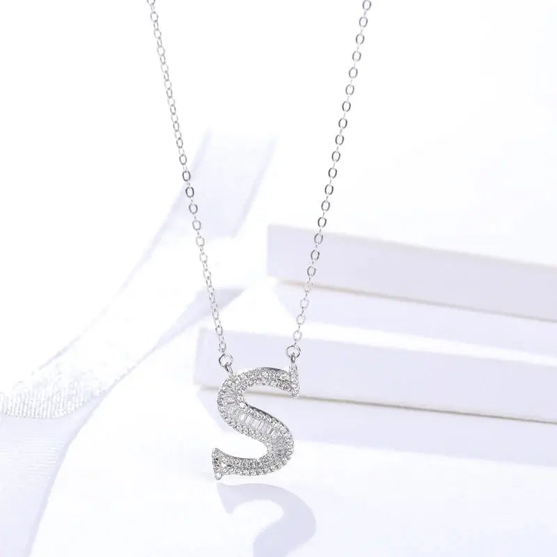Initial Alphabet Letter Zirconia Necklace