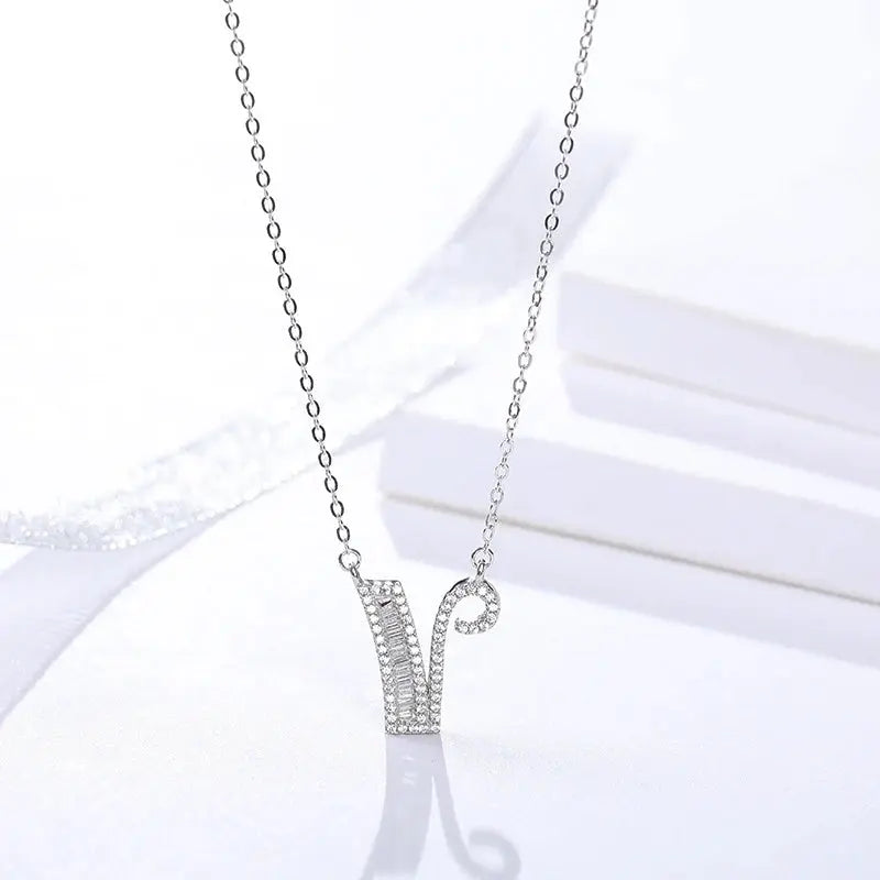 Initial Alphabet Letter Zirconia Necklace