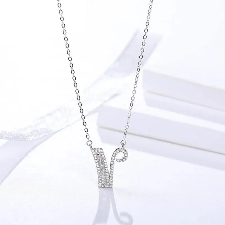 Initial Alphabet Letter Zirconia Necklace