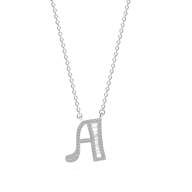 Initial Alphabet Letter Zirconia Necklace Salty