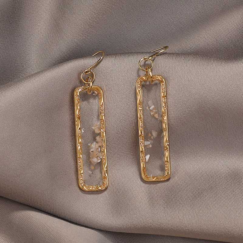 Resin Long Bar Acrylic Dainty Gold Bling Drop Earrings