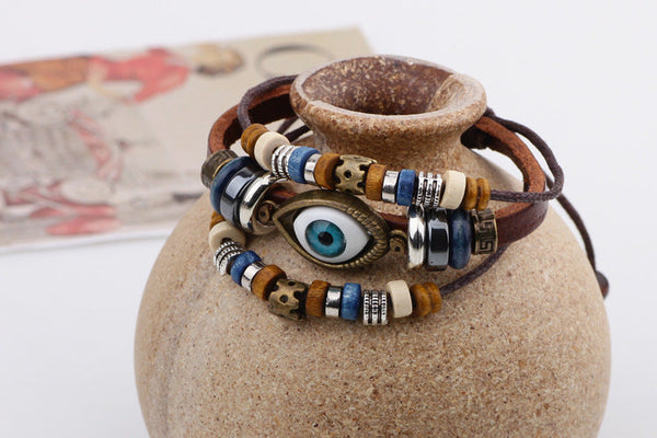 Evil Eye Leather Brown Band
