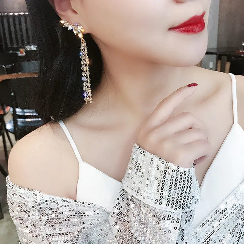 Victoria's Wings Tassel Drop Climber Earrings