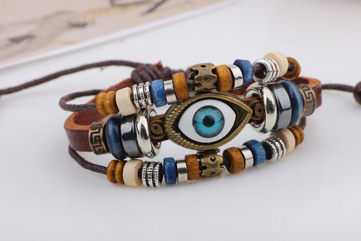 Evil Eye Leather Brown Band | Salty