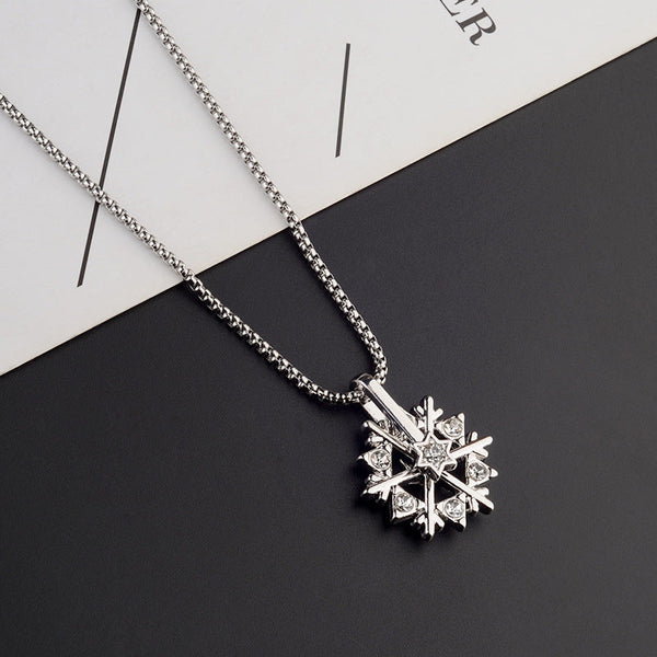 Rotatable Snowflake Silver Pendant