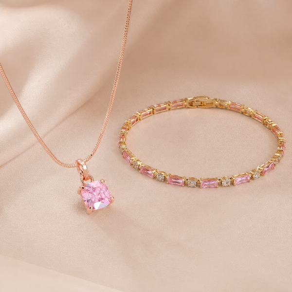 Rosie Royale Tennis Bracelet with Cupid Gem Necklace Set