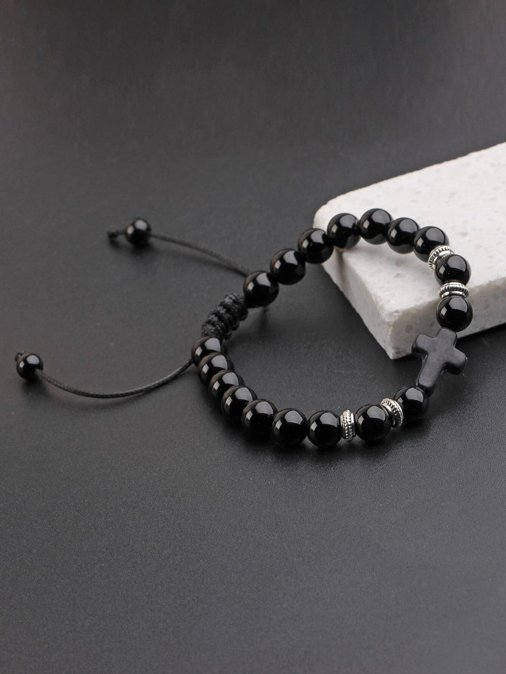 Taur Black Beaded Bracelet