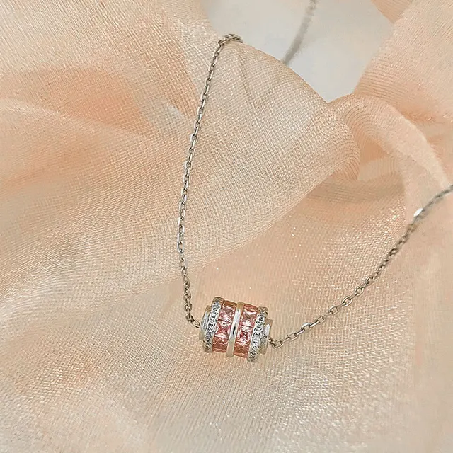 Glamourous Pink Cubic Necklace Salty