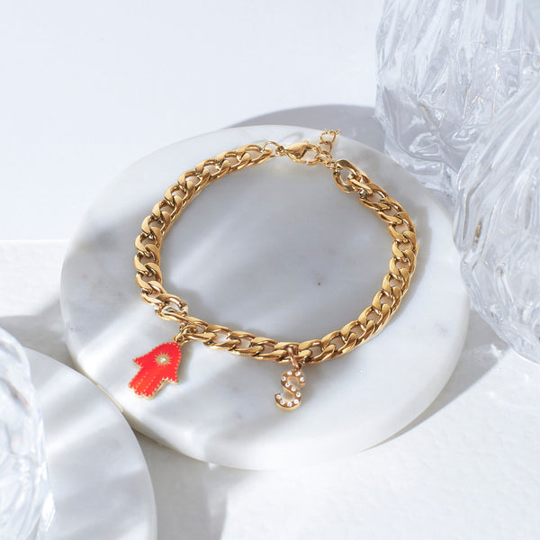 18K Gold Plated Evil Eye Personalized Bracelet