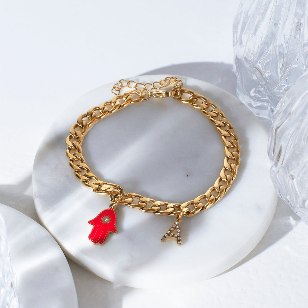 18K Gold Plated Evil Eye Personalized Bracelet